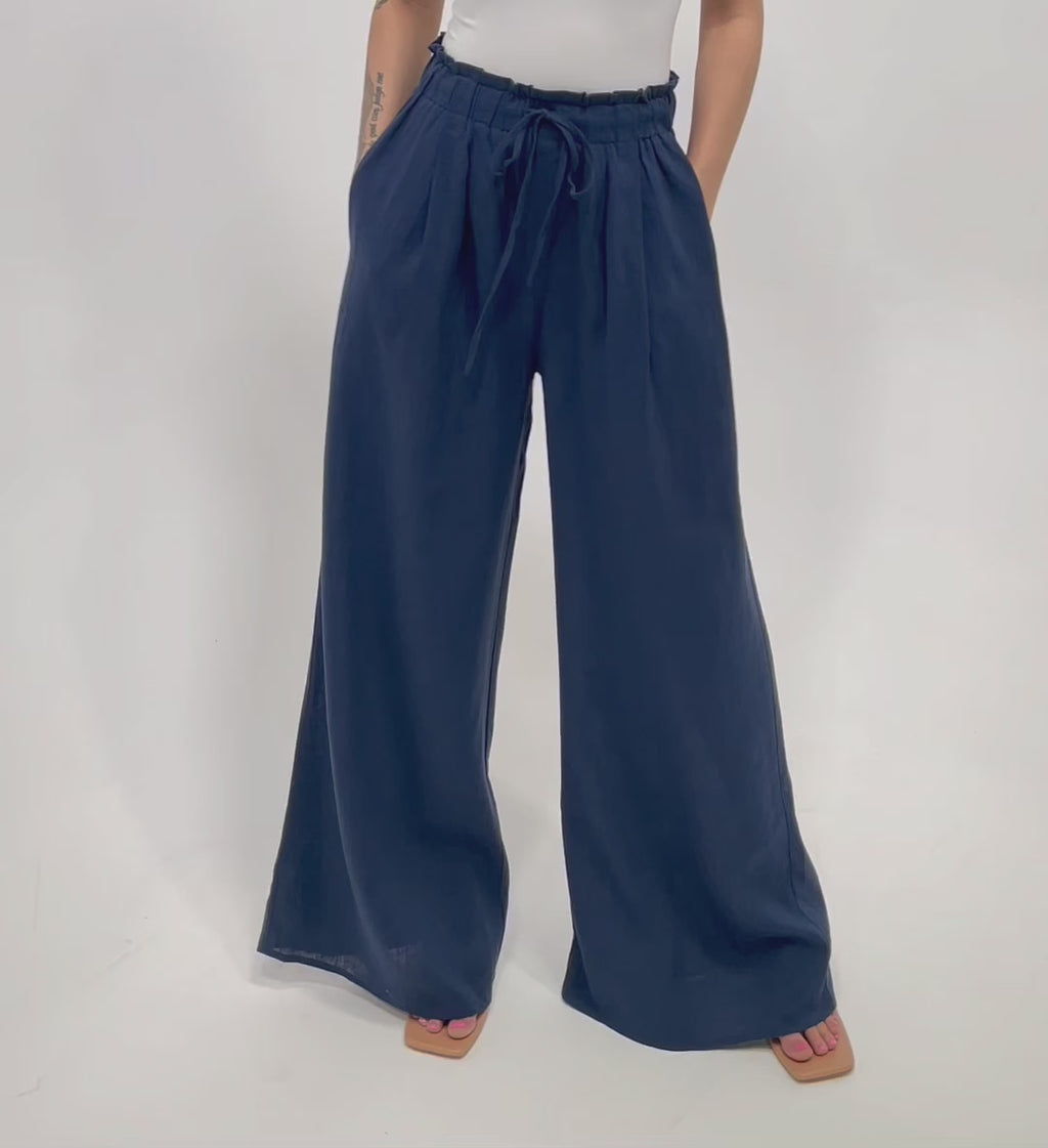 Sunny Days Navy Wide-Leg Linen Pants – Casa de fashion