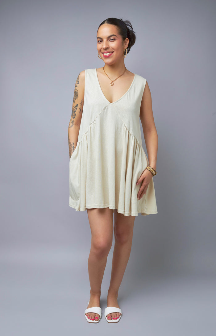 The Look Of Comfort Beige Sleeveless Cover-Up Sun Dress