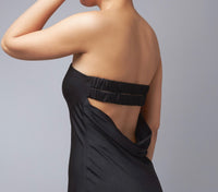 Midnight Rendezvous Black Backless Maxi Dress