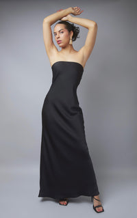 Midnight Rendezvous Black Backless Maxi Dress