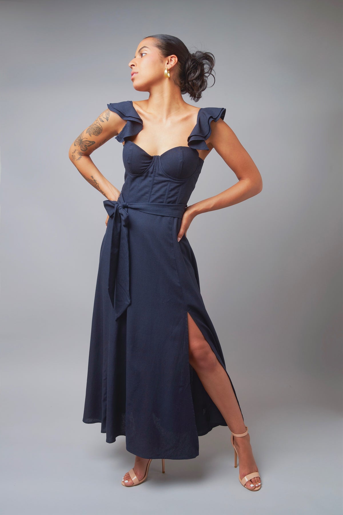 Timeless Glam Navy Midi Dress