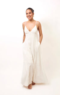 Quite Luxury Irovy Backless Linen Maxi Dress
