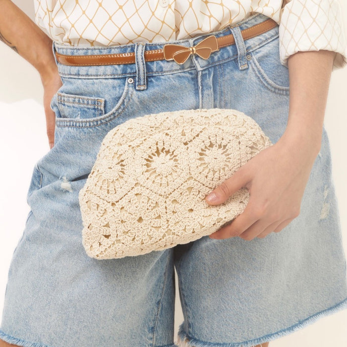 Boho Chic Floral Woven Handbag Cluch