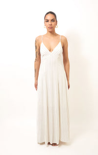 Quite Luxury Irovy Backless Linen Maxi Dress