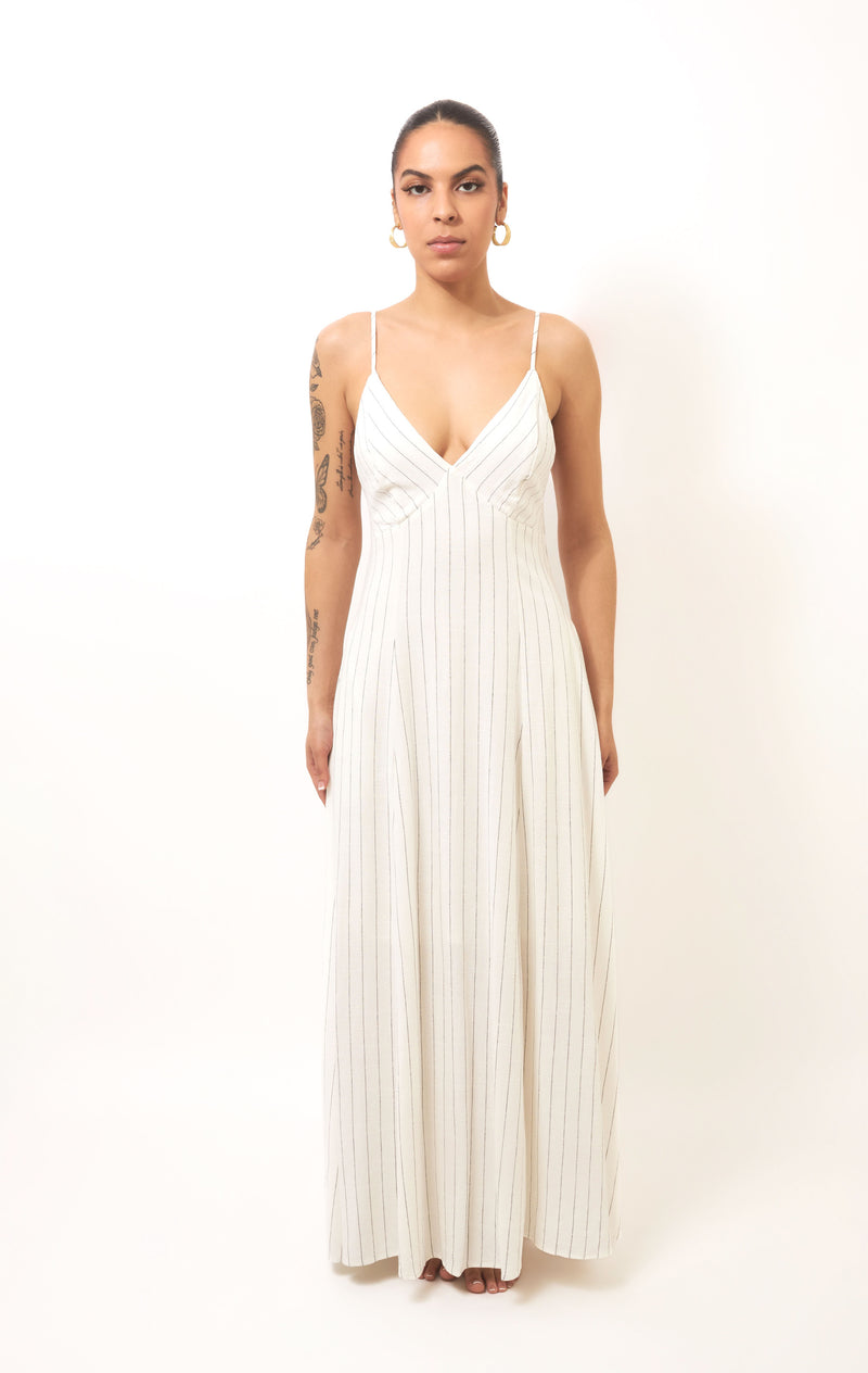 Quite Luxury Irovy Backless Linen Maxi Dress