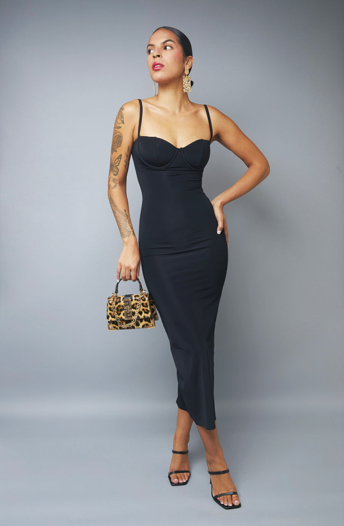 Soical Sensation Black Sleeveless Bodycon Midi Dress