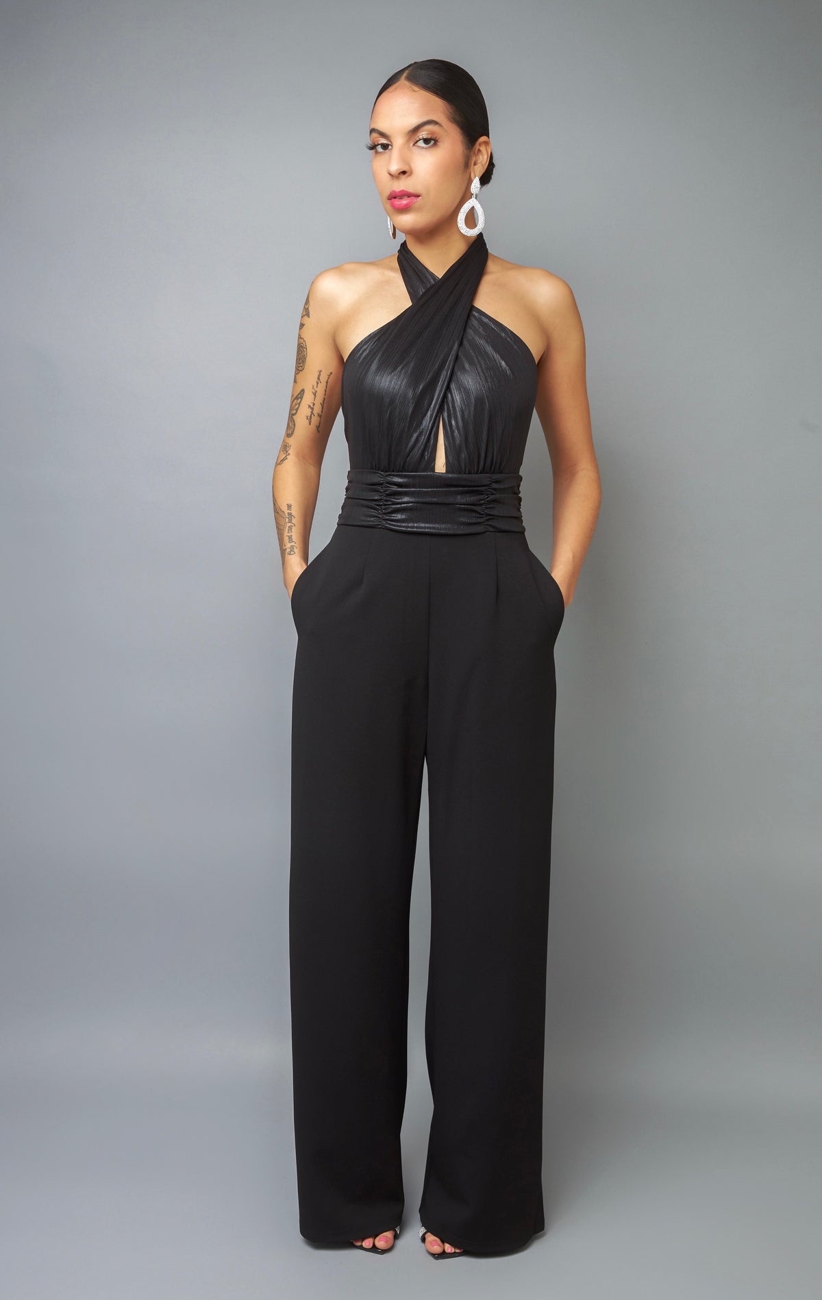 Elegant Affair Lustrous Halter Jumpersuit