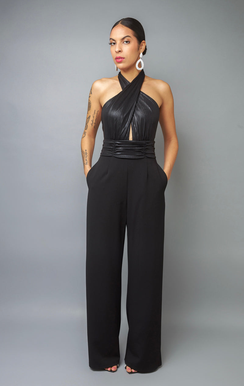 Elegant Affair Lustrous Halter Jumpersuit