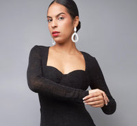 Radiant Bliss Black Shimmering Bodycon Mini Dress