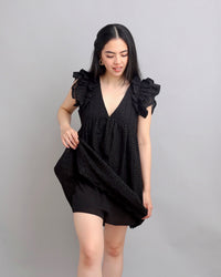 Express Yourself Black Eyelet Embroidered Babydoll Dress