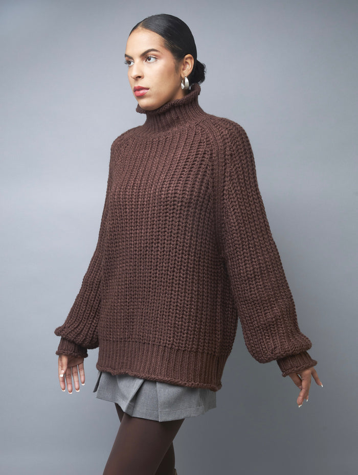 Fashionable Gal Brown Chunky Knit Pullover Sweater