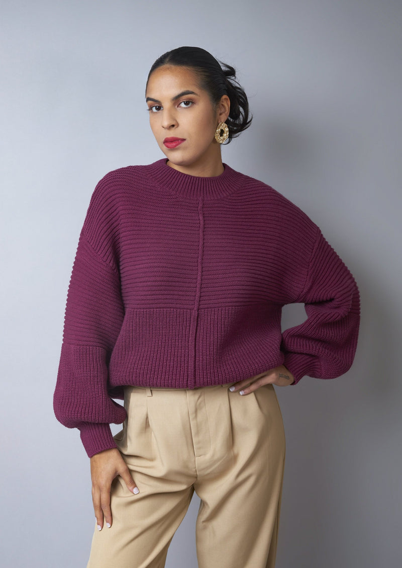 Oh-So Comfy Wine Relaxed Fit Knit Sweater
