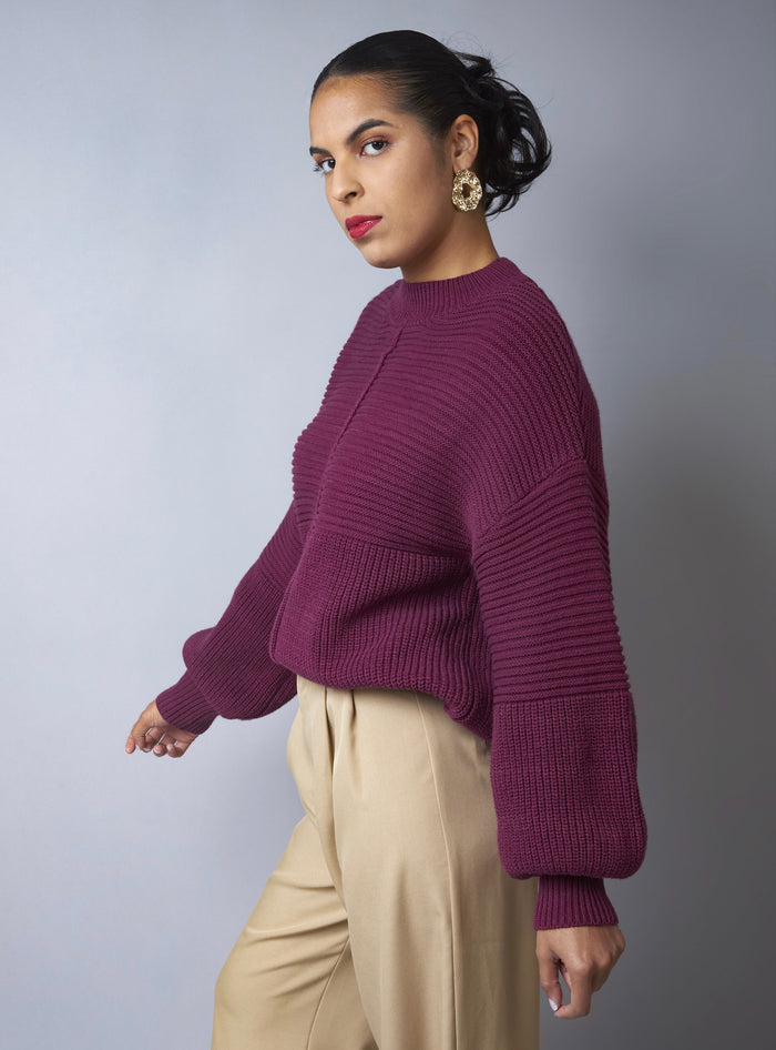 Oh-So Comfy Wine Relaxed Fit Knit Sweater