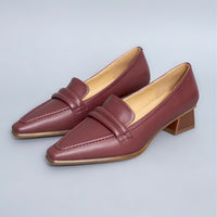 Elaine Burgundy Ponited-Toe Loafers Pumps