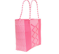 Ava Fashionable Pink Handwoven Plastic Tote Handbag