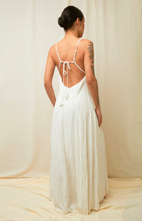 Quite Luxury Irovy Backless Linen Maxi Dress