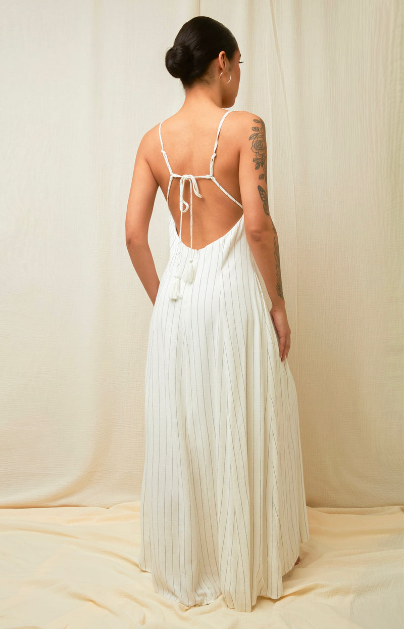 Quite Luxury Irovy Backless Linen Maxi Dress
