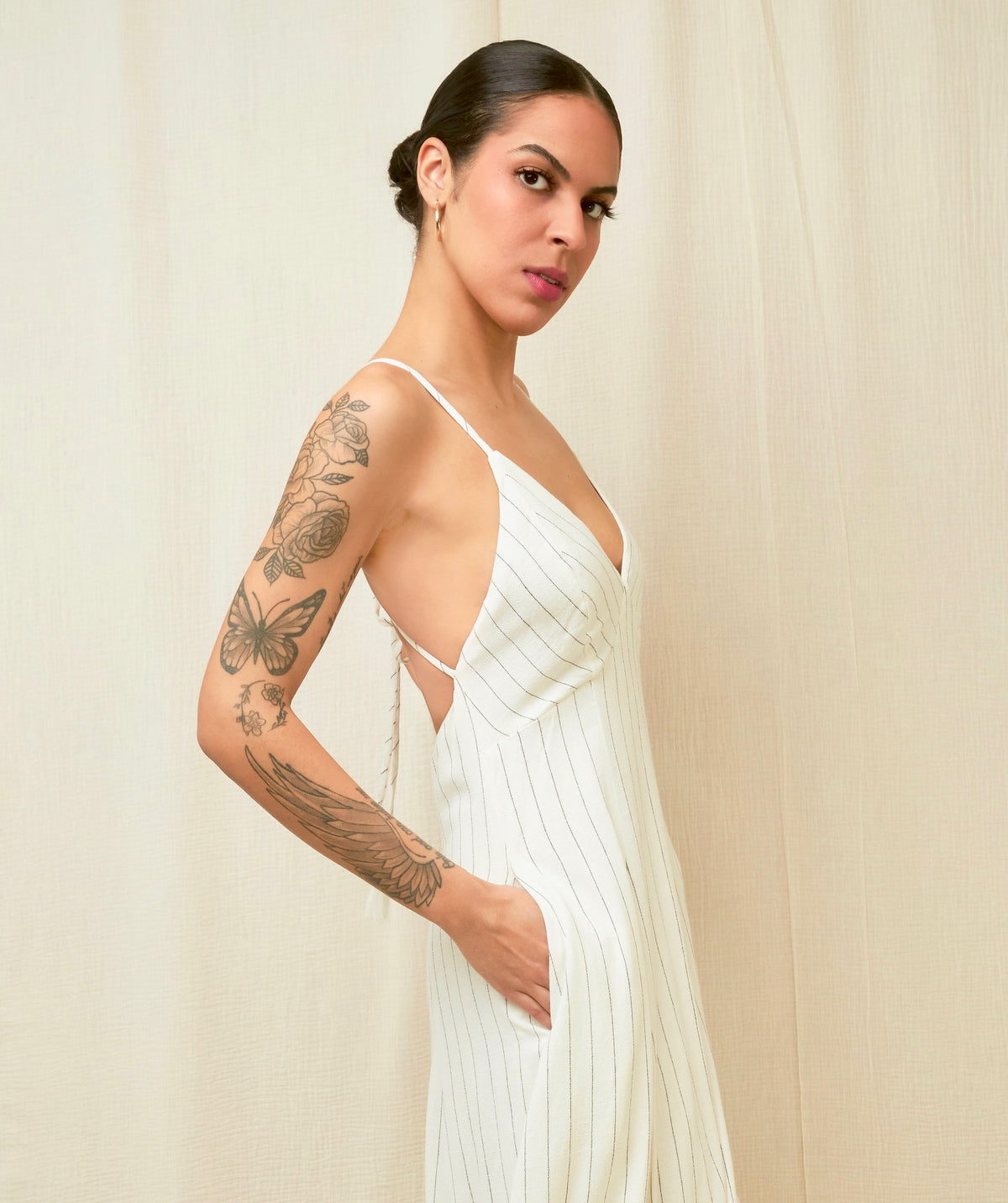 Quite Luxury Irovy Backless Linen Maxi Dress