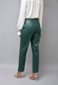 Lux Green Vegan Leather Ankle Pencil Pants