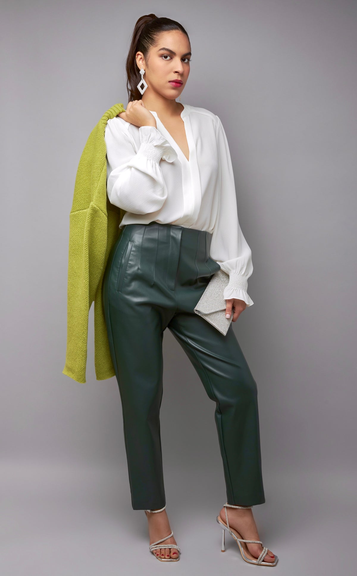 Zara green faux leather pants