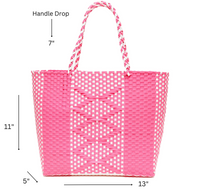 Ava Fashionable Pink Handwoven Plastic Tote Handbag