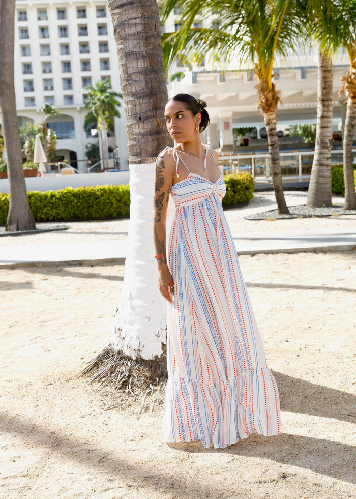 Timeless Beauty Ivory Tie-Strap Resort Wear Maxi Dress