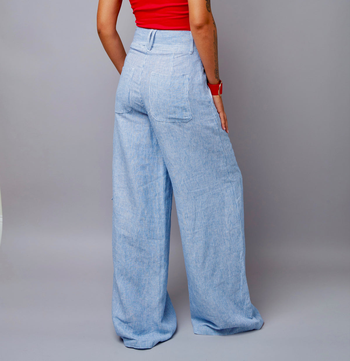 Timeless Summer Charm Blue Striped Wide-Leg Linen Pants