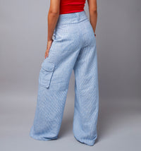 Timeless Summer Charm Blue Striped Wide-Leg Linen Pants