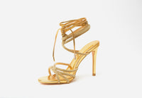 Gala Chic Gold Strappy Ankle Heels