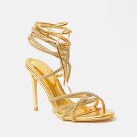 Gala Chic Gold Strappy Ankle Heels