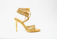 Gala Chic Gold Strappy Ankle Heels