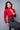 Rock Star Chic Red Crew-Neck Ribbed Knit Zipper Top