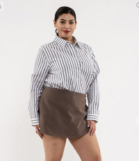 True Classic Black and White Striped Button-Up Shirt