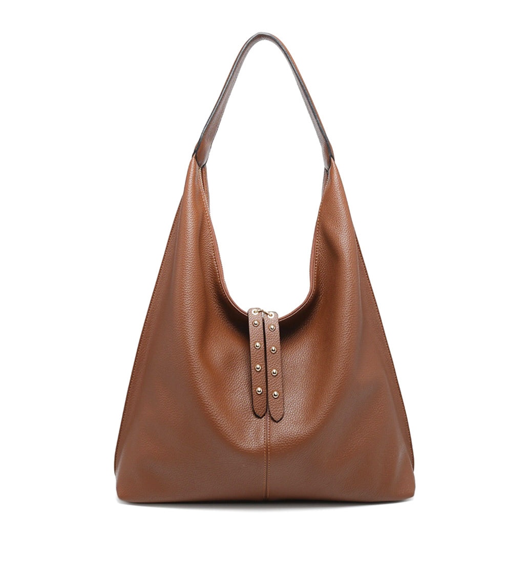 Edgy Chic Deep Burgundy Large Pebbled Vegan Leather Hobo Bag