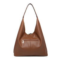 Edgy Chic Brown Large Pebbled Vegan Leather Hobo Bag