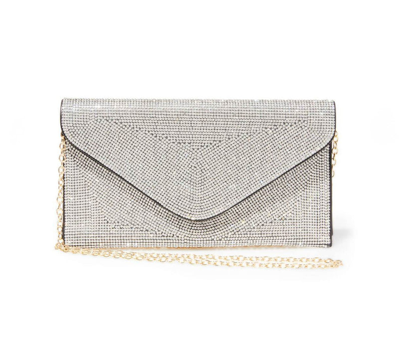 Glamorous  Essentials Gold Rhinestone Embellished Envelope Clutch