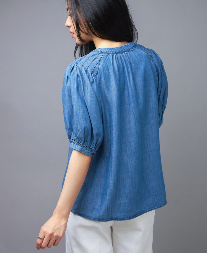 Denim Blue Short Sleeve Top