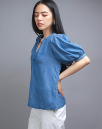 Denim Blue Short Sleeve Top