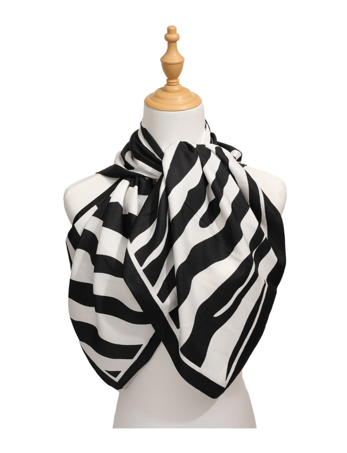 Feminine Allure Large Black Zebra Print Fashion Scarf