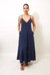 Basking In The Sun Navy Backless Maxi Dress
