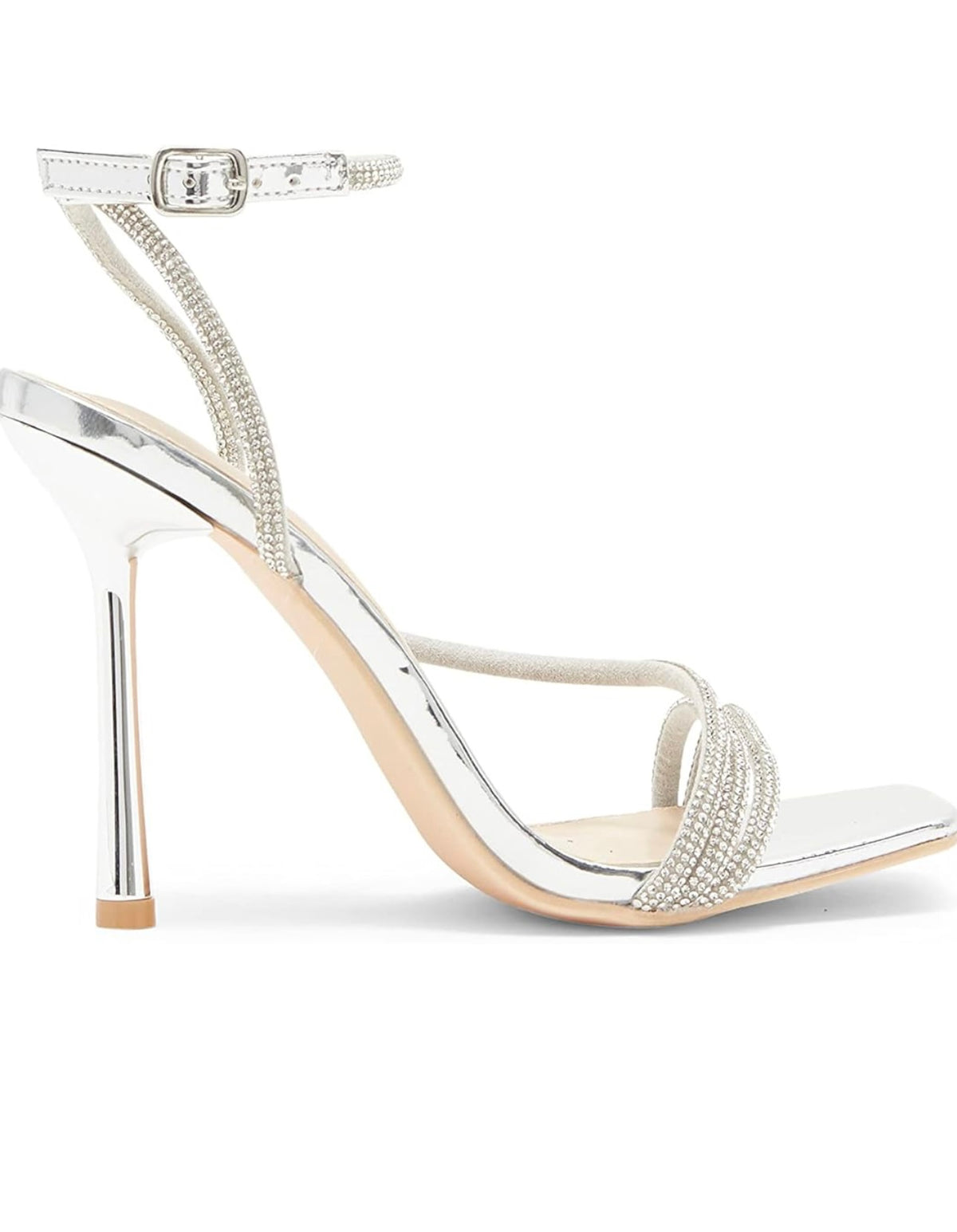 Enchanting Silver Rhinestones Open Toe Heeled Sandals