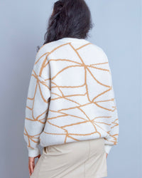 Always Stylish Camel Geometry Print Knit Sweater