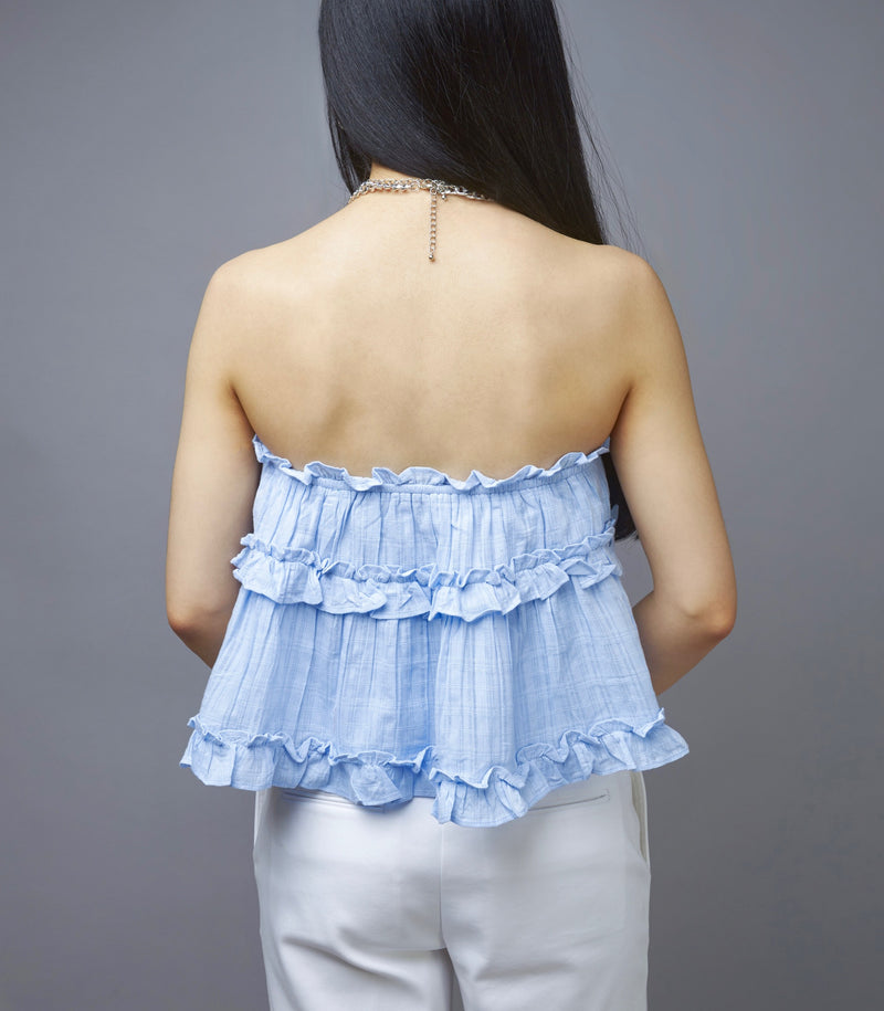 Sassiness Alert Baby Blue Strapless Top