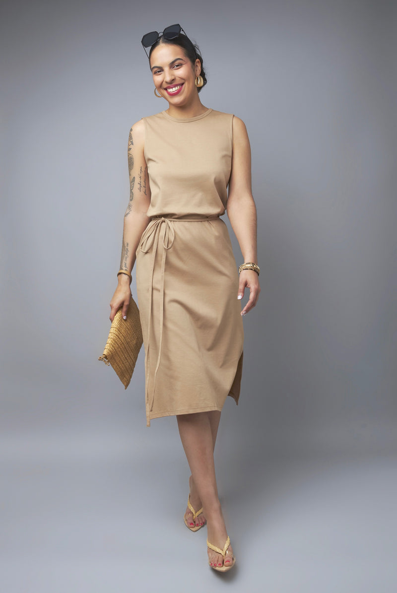 Basic Attitude Taupe Sleeveless Dress