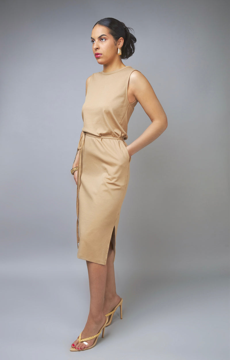 Basic Attitude Taupe Sleeveless Dress