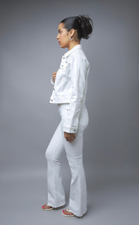 Trendsetting Gal White Distressed Denim Jacket