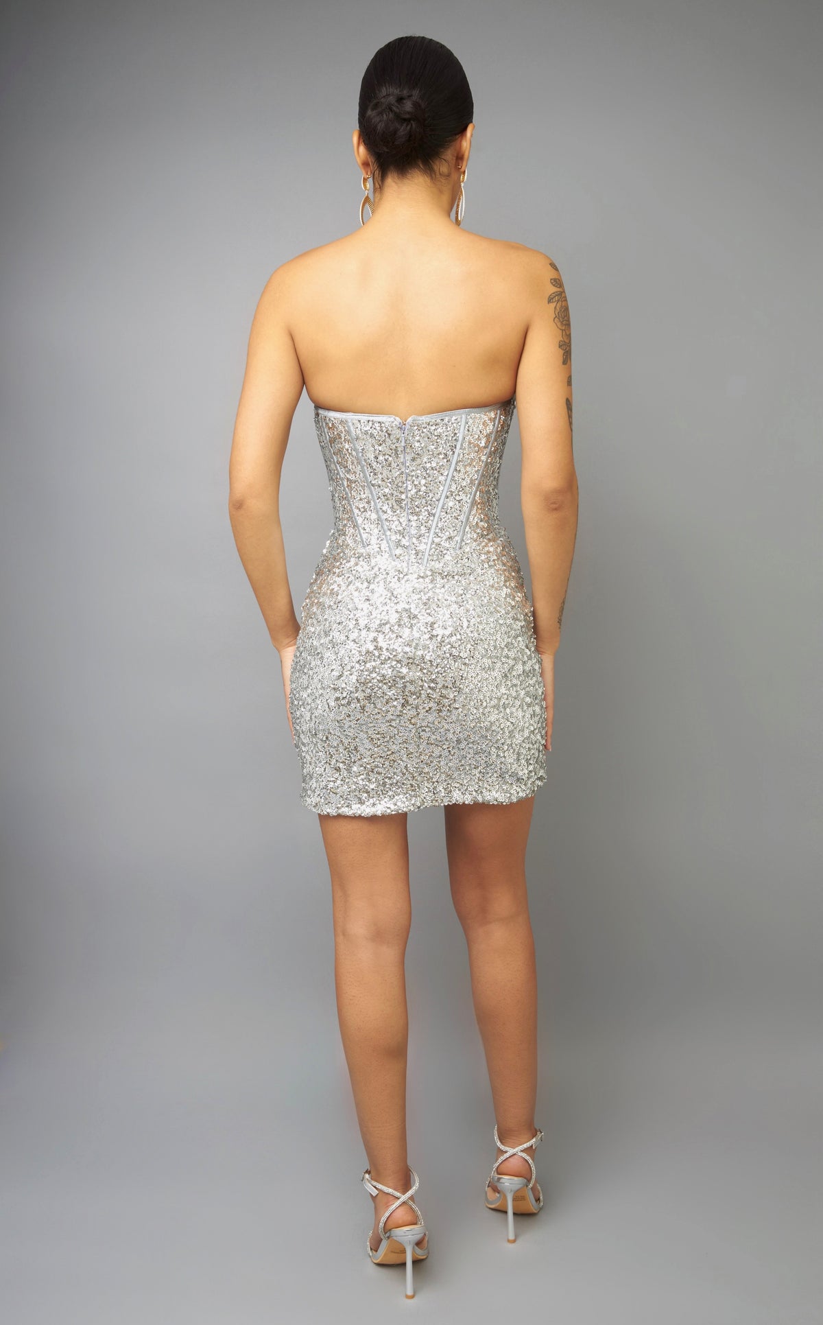 Jovani 25957 Silver Sequin Strapless Dress