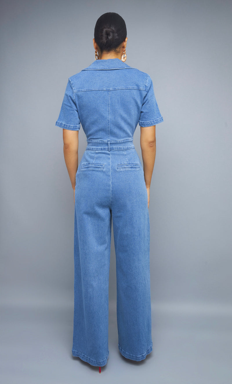 Mordern Aesthetics Medium-Wash Denim Jumpsuit