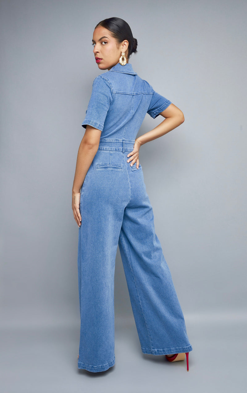 Mordern Aesthetics Medium-Wash Denim Jumpsuit