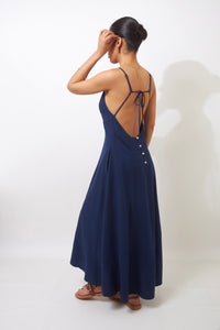 Basking In The Sun Navy Backless Maxi Dress